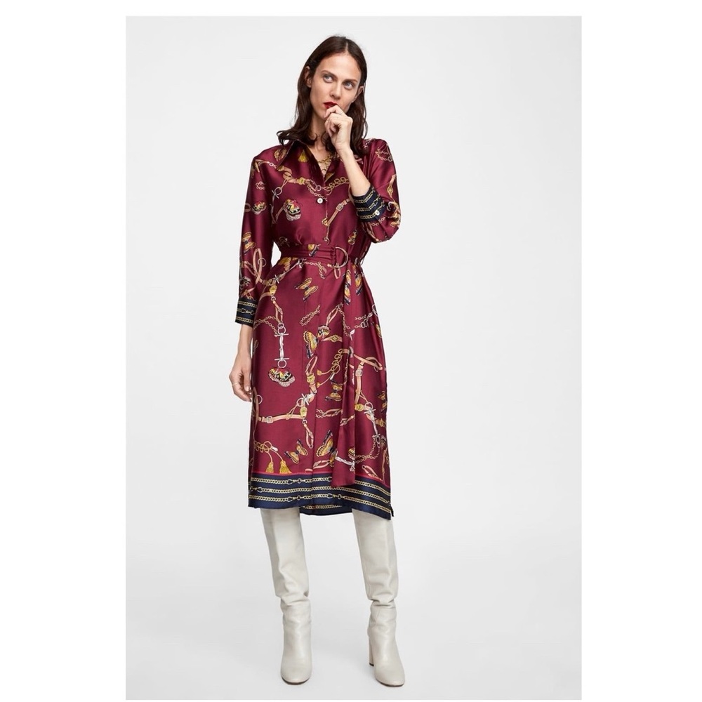Zara equestrian belted shirt dress